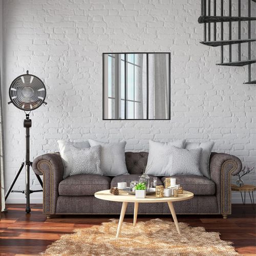 Miroir Forme Verrière Atelier Carré Métal Noir 61,5cm - Veris