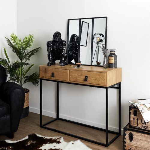 Miroir Forme Verrière Atelier Carré Métal Noir 61,5cm - Veris