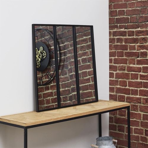 Miroir Forme Verrière Atelier Carré Métal Noir 61,5cm - Veris