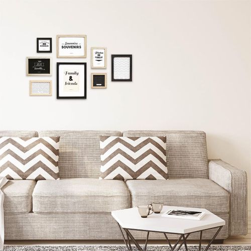 Set De 8 Cadres Photo Effet Bois Naturel Et Noir - Banist