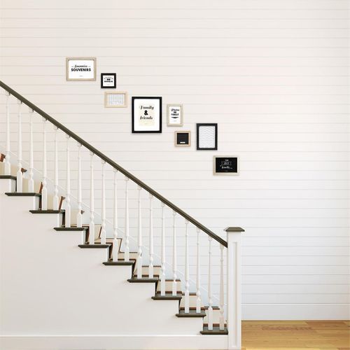 Set De 8 Cadres Photo Effet Bois Naturel Et Noir - Banist