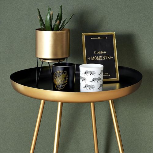 Lot De 2 Pots De Fleur Métal Or Piétément Filaire Noir - Hortega