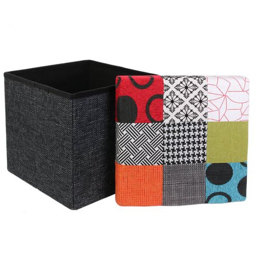 Pouf Coffre Pliable Motif Patchwork - Quadi