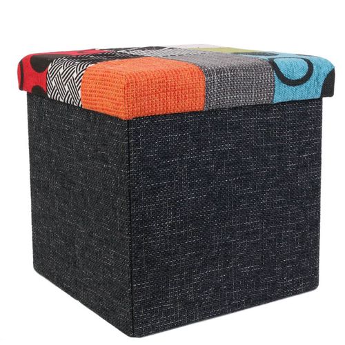 Pouf Coffre Pliable Motif Patchwork - Quadi