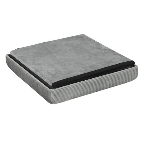 Pouf Coffre Pliable En Velours Côtelé Gris - Neira