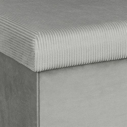 Pouf Coffre Pliable En Velours Côtelé Gris - Neira