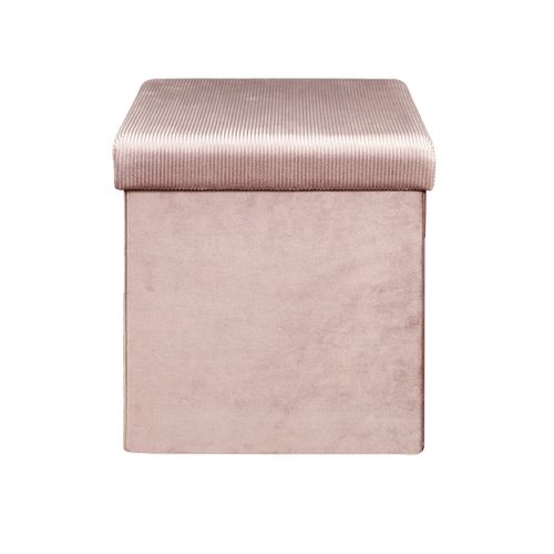 Pouf Coffre Pliable En Velours Côtelé Rose - Neira