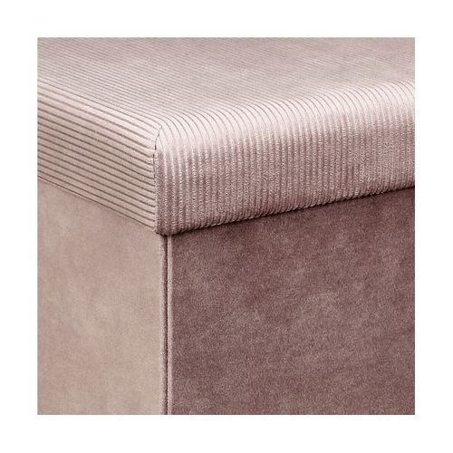 Pouf Coffre Pliable En Velours Côtelé Rose - Neira