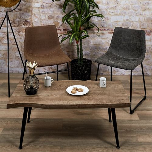 Table Basse 100cm Plateau Aspect Bois Authentique - Stark