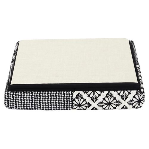 Pouf Coffre Pliable Motif Patchwork Gris - Lory