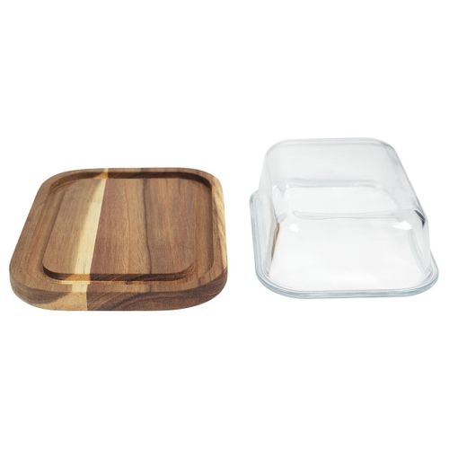 Beurrier En Verre Et Acacia Massif 19x14cm - Tissa