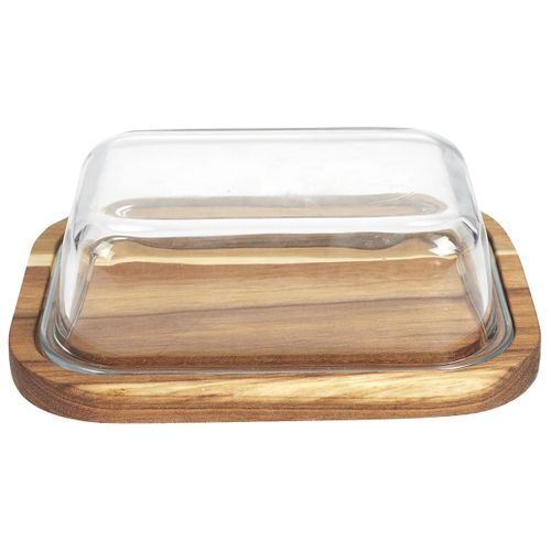 Beurrier En Verre Et Acacia Massif 19x14cm - Tissa