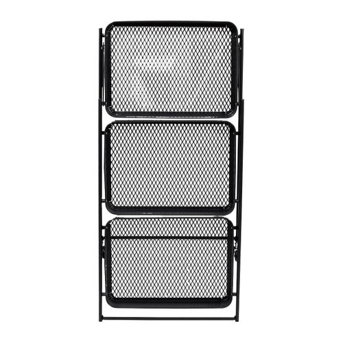 Desserte Pliable à Roulettes Industrielle En Métal Noir 3 Niveaux - Mikas