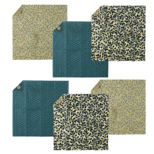 Lot De 6 Emballages Alimentaires Carrés 33cm Enduit Cire D'abeilles - Abelia