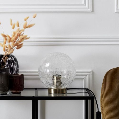 Lampe à Poser Boule En Verre Ciselé Socle Doré Ø20cm - Gina