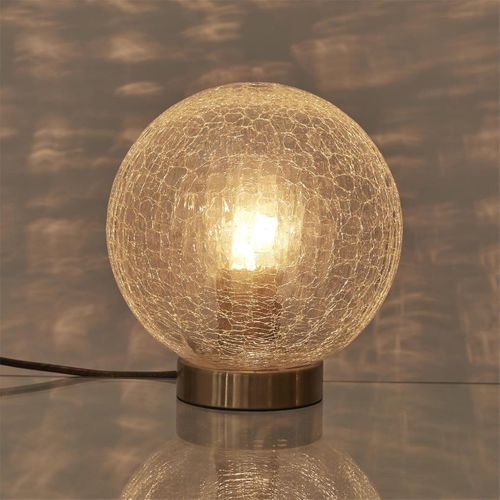 Lampe à Poser Boule En Verre Ciselé Socle Doré Ø20cm - Gina