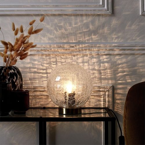 Lampe à Poser Boule En Verre Ciselé Socle Doré Ø20cm - Gina