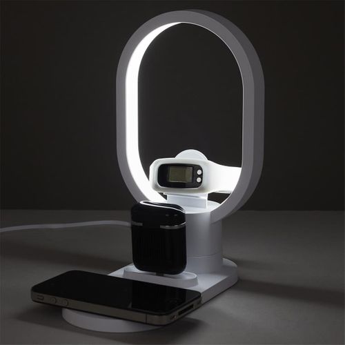 Lampe LED Blanche En Anneau Avec Station De Charge 3-en-1 Intégrée - Mirx