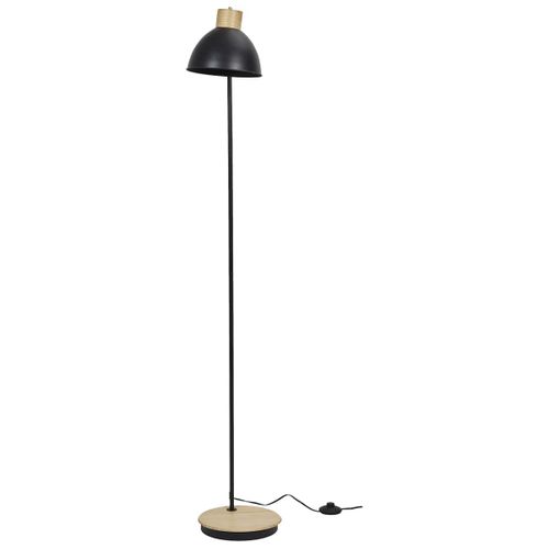 Lampadaire Style Industriel Métal Noir Et Bois H145cm - Denae