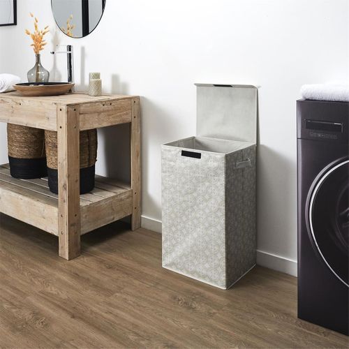 Panier à Linge Motif Carreaux De Ciment Beige - Lavanderia