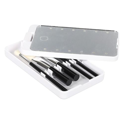 Boîte à Maquillage Miroir Lumineux LED Pivotant + 5 Pinceaux - Anesty