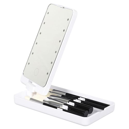 Boîte à Maquillage Miroir Lumineux LED Pivotant + 5 Pinceaux - Anesty