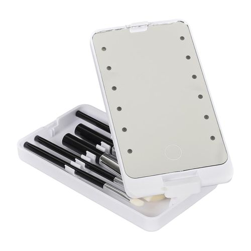 Boîte à Maquillage Miroir Lumineux LED Pivotant + 5 Pinceaux - Anesty