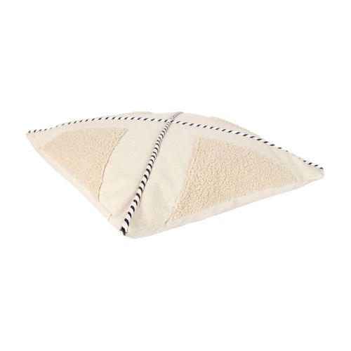 Coussin 40x40cm Avec Tissu Bouclette Beige Et Motif Géométrique Noir Et Blanc - Stacy
