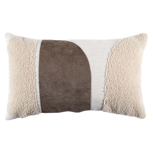 Coussin 30x50cm Crème Motifs Arrondis Marron Et Bouclette Déhoussable - Arcal