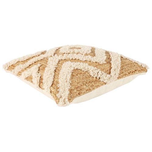 Coussin Tufté En Jute Et Coton Beige 40x40cm Déhoussable - Tikka