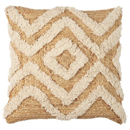 Coussin Tufté En Jute Et Coton Beige 40x40cm Déhoussable - Tikka