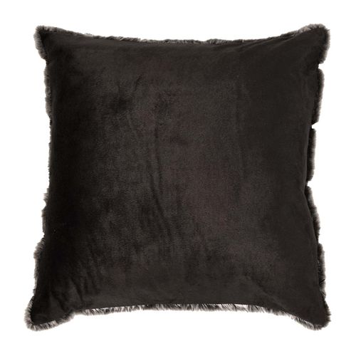 Coussin Ultra Doux 40x40cm Texturé Imitation Fourrure Gris Foncé Déhoussable - Elino