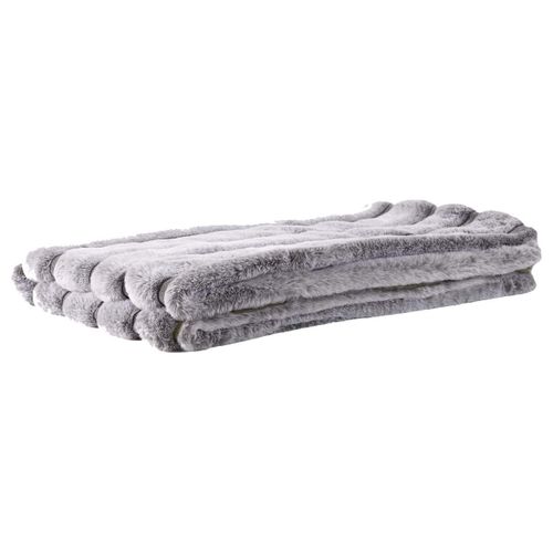 Plaid Ultra Doux 120x150cm Texturé Imitation Fourrure Gris - Loris