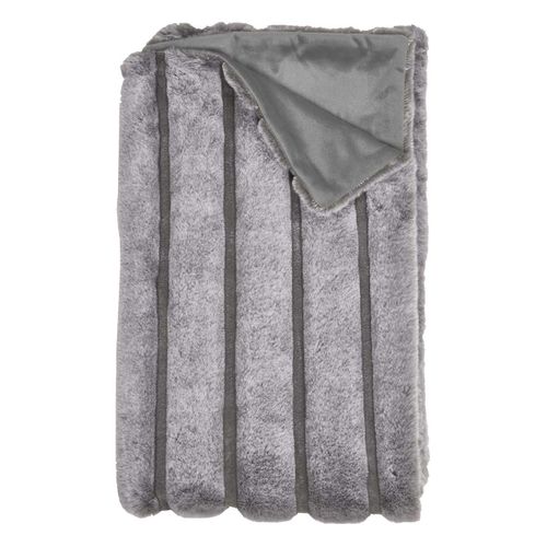 Plaid Ultra Doux 120x150cm Texturé Imitation Fourrure Gris - Loris