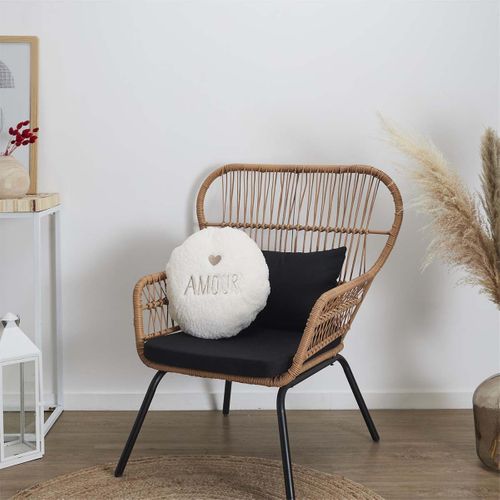 Plaid Coussin 2-en-1 "amour" En Sherpa Coloris Crème - Satina