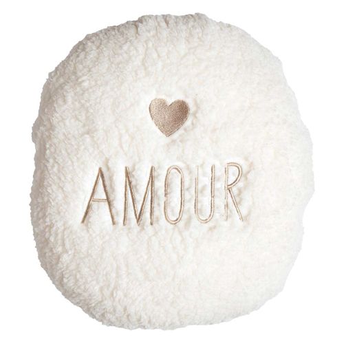 Plaid Coussin 2-en-1 "amour" En Sherpa Coloris Crème - Satina