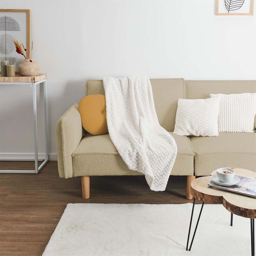 Plaid Ultra Doux 120x150cm Motif Chevrons Blanc - Howy