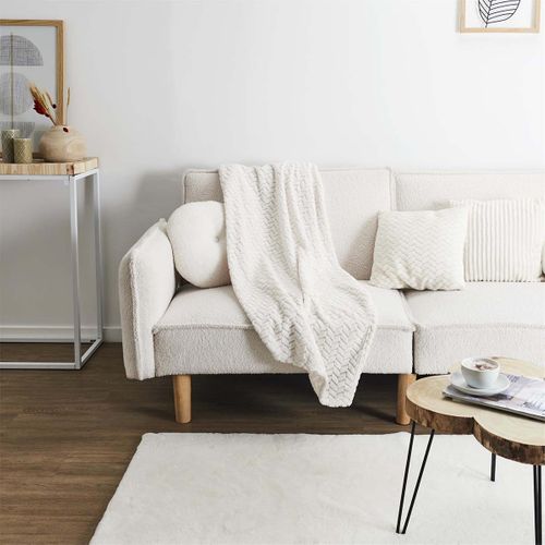 Plaid Ultra Doux 120x150cm Motif Chevrons Blanc - Howy