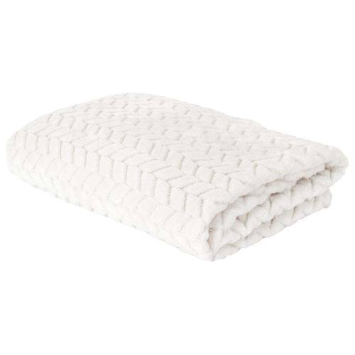 Plaid Ultra Doux 120x150cm Motif Chevrons Blanc - Howy