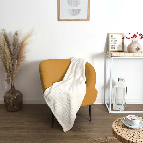 Plaid Ultra Doux 120x150cm Nid D'abeille Crème - Gaya