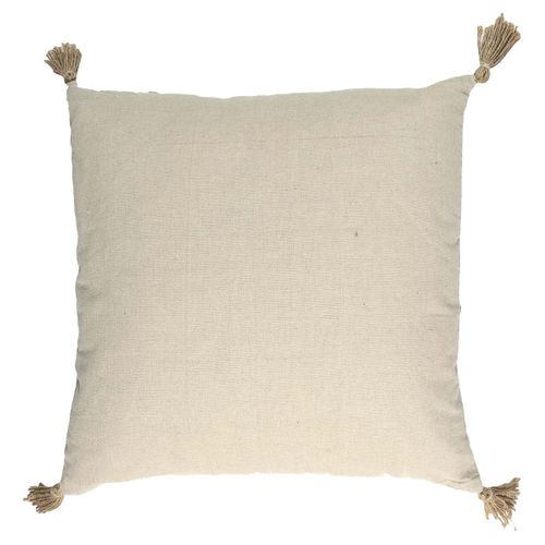 Coussin 40x40cm Beige Motifs Vagues Tressés Avec Pompons - Kakoe