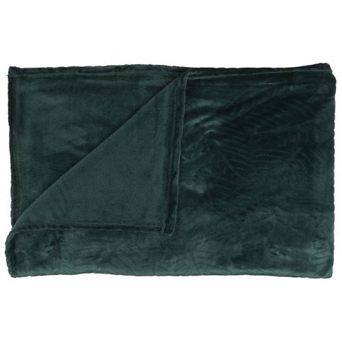 Plaid Flanelle 150x200cm Embossé Motif Feuilles Vet Sapin - Flony