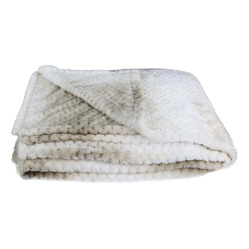 Plaid Ultra Doux 150x200cm Nid D'abeille Dégradé Taupe Blanc - Gaya