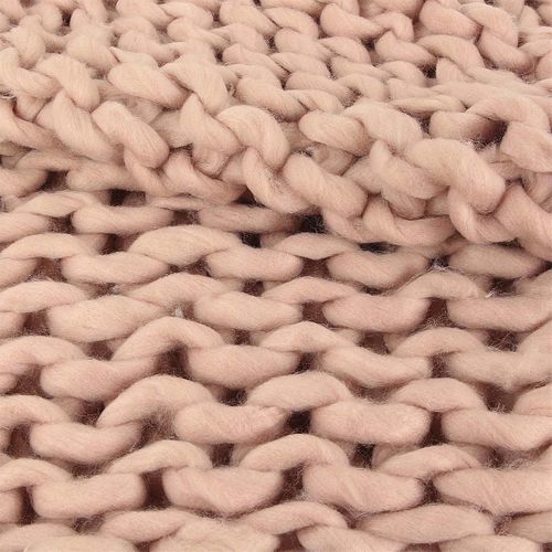 Plaid Chunky 120x150cm Grosse Maille Tressée Coloris Rose - Lotov