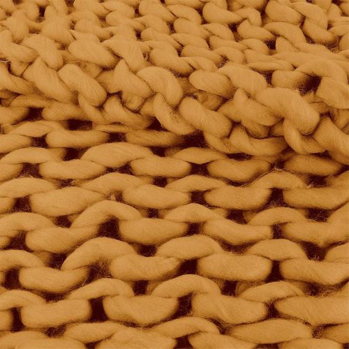 Plaid Chunky 120x150cm Grosse Maille Tressée Coloris Ocre - Lotov
