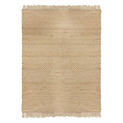 Tapis Rectangulaire 120x170cm En Toile De Jute Tressée Naturelle Avec Franges - Keroa