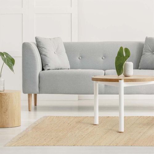 Tapis Rectangulaire 120x170cm En Toile De Jute Tressée Naturelle Avec Franges - Keroa