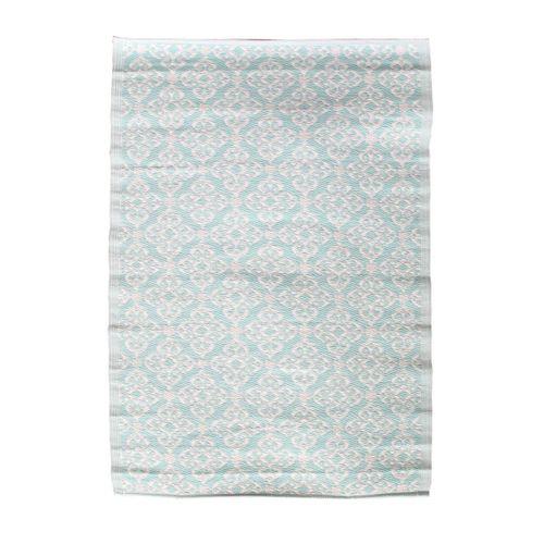 Tapis 120x180cm Intérieur/extérieur Motif Ornemental Turquoise Et Blanc - Malte