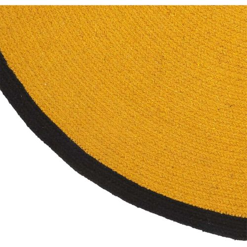 Tapis Rond D.120cm Style Rétro Coton Jaune Moutarde Et Bord Noir - Kitts