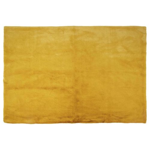 Tapis 120x170cm Imitation Fourrure Fine Jaune Moutarde - Snugly